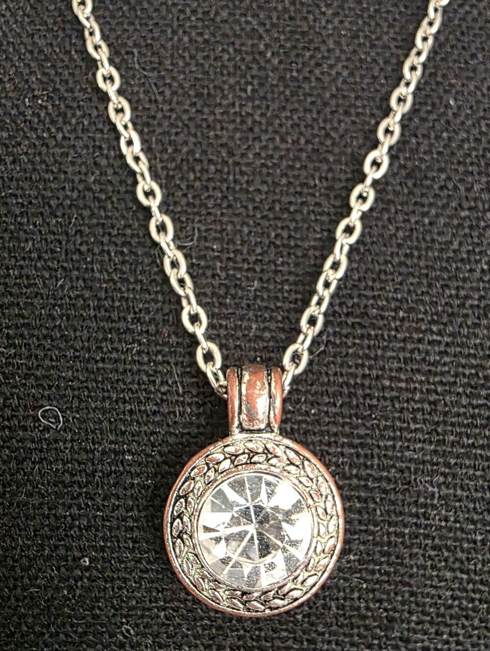 NAPIER Silver-Tone Pendant Necklace with Clear Crystal